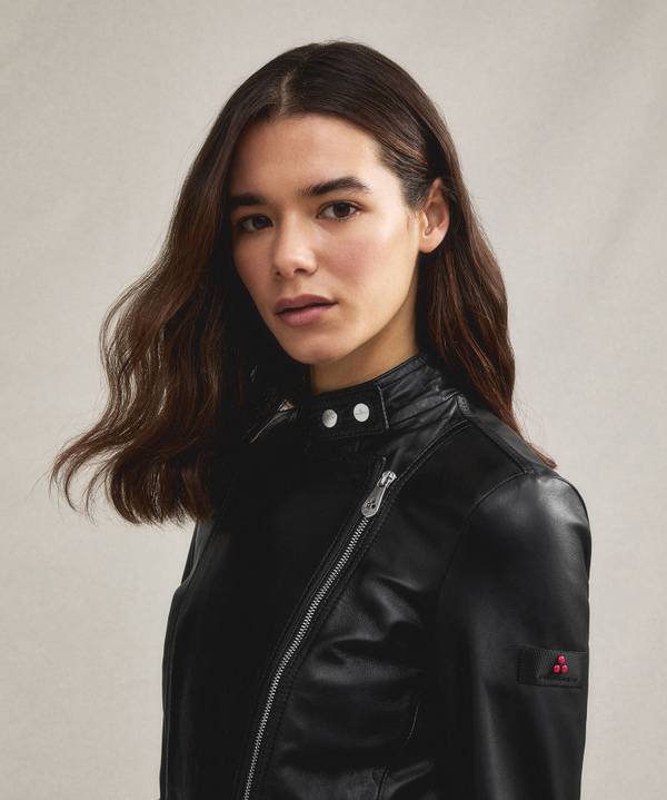 Peuterey Giacca biker in pelle con zip laterale Italia