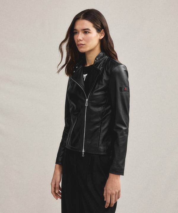 Peuterey Giacca biker in pelle con zip laterale Italia