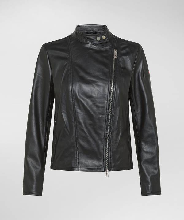 Peuterey Giacca biker in pelle con zip laterale Italia