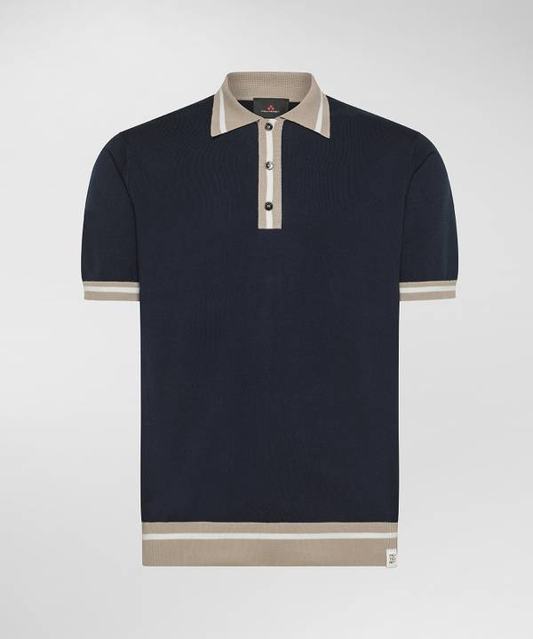Peuterey Polo in tricot di cotone con dettagli rigati