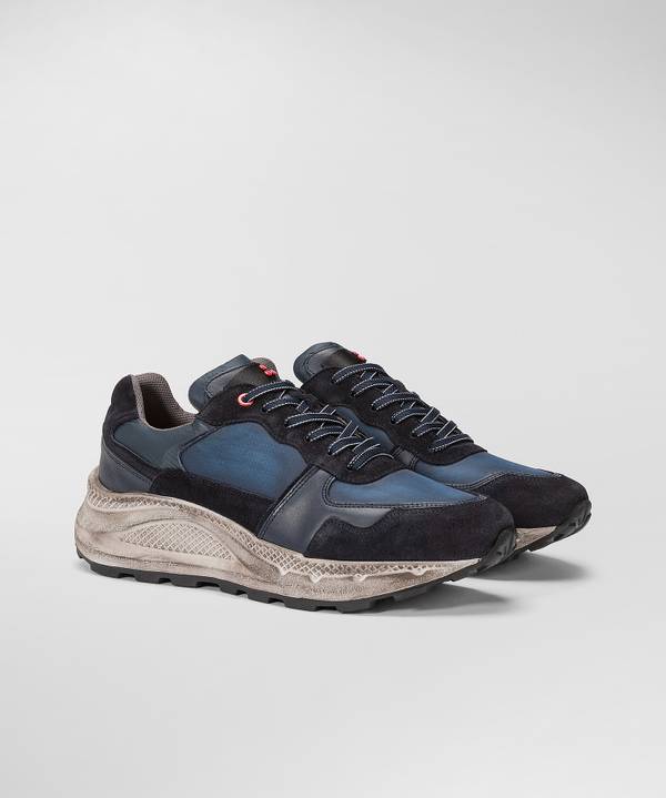 Peuterey Scarpa In Nylon E Pelle Con Suola Eva Effetto Used Italy