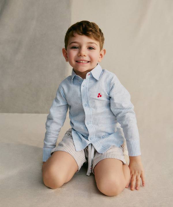 Peuterey Camicia rigata in lino Promozione