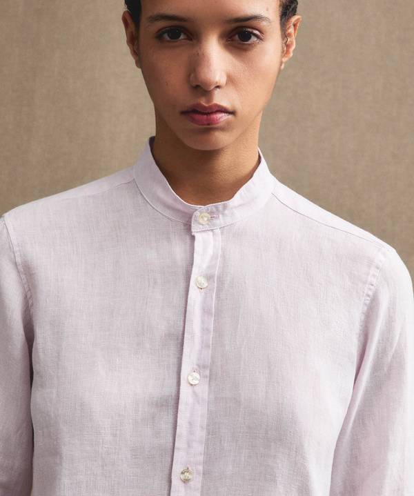 Peuterey Camicia di lino collo alla coreana Vendita Calda