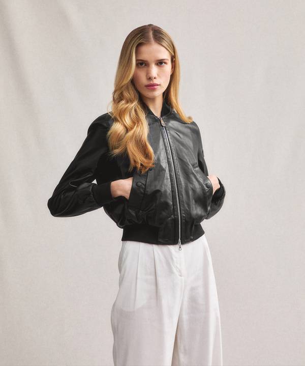 Peuterey Giacca bomber corta in pelle Promozione