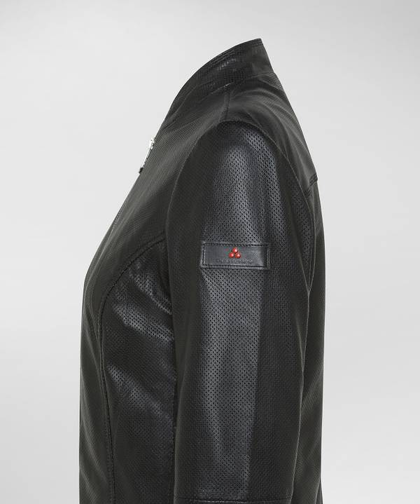 Peuterey Giacca biker lucida in pelle traforata Prezzo Ridotto