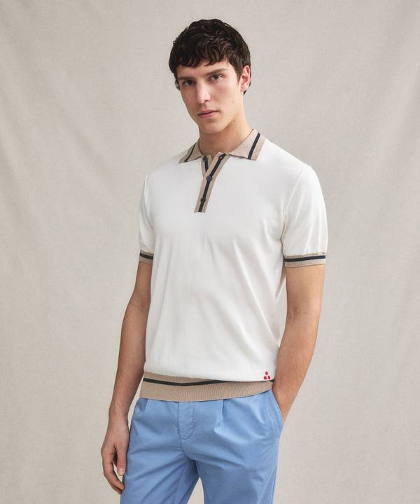 Peuterey Polo in tricot di cotone con dettagli rigati Vendita