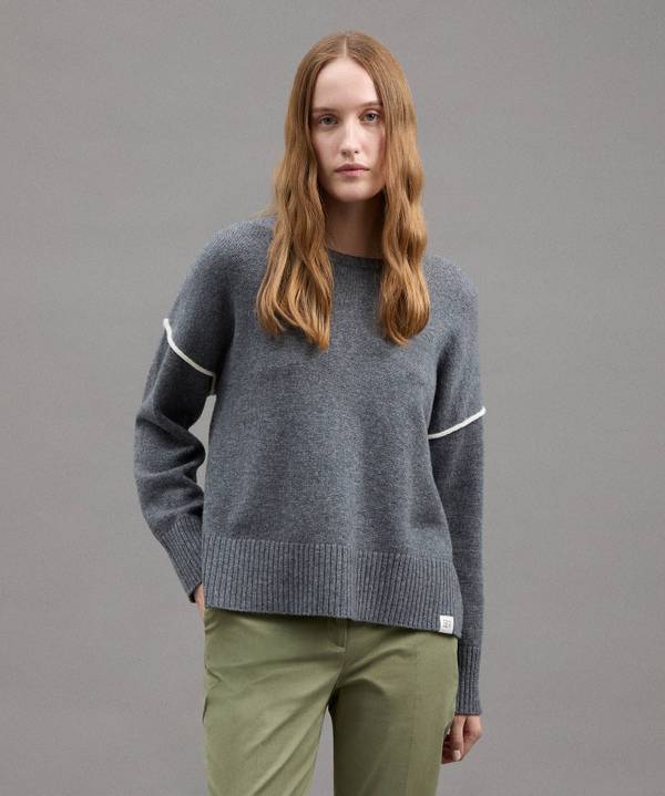 Peuterey Maglia In Misto Cachemire Con Dettagli A Contrasto Sottocosto