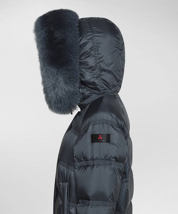 Peuterey Puffer Jacket Con Cappuccio Bordato In Pelliccia Economico
