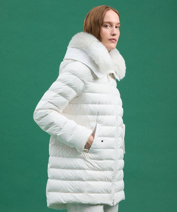 Peuterey Piumino Lungo Con Pelliccia In Tono Colore Latest fashion