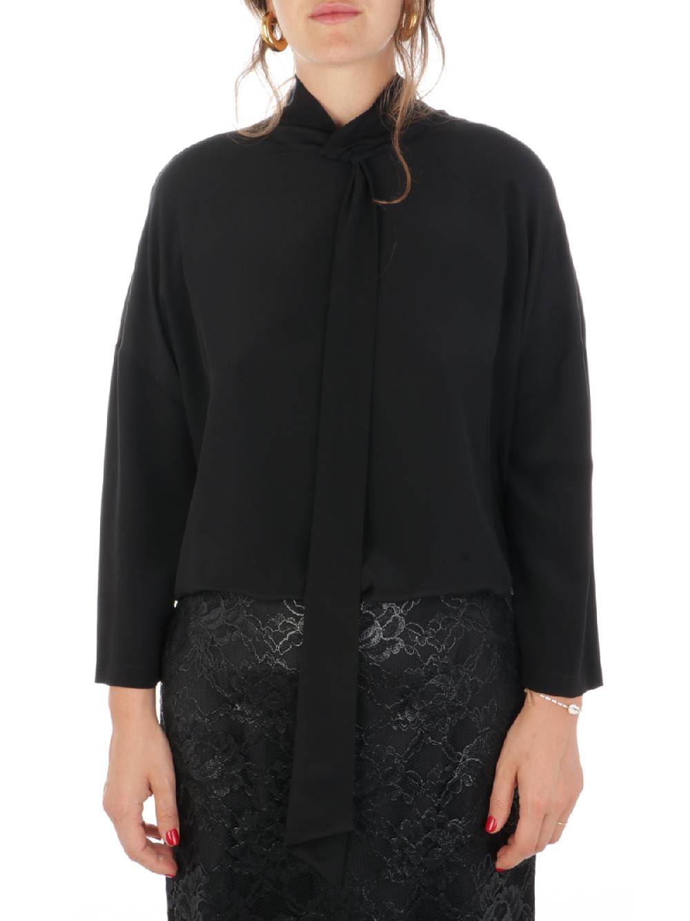 ASPESI Camicia Donna in Seta con Cravatta Vendita Calda