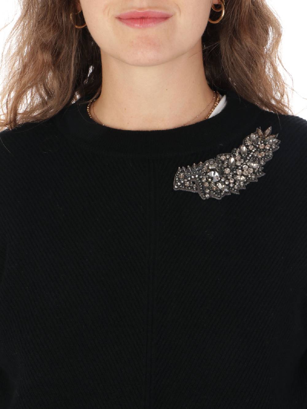 QUILISIA Maglia Donna in Lana e Cashmere con Ricamo Pezzi Unici