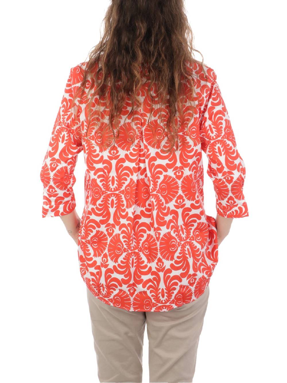 CALIBAN Camicia Donna A Fiori Stretch In Saldo