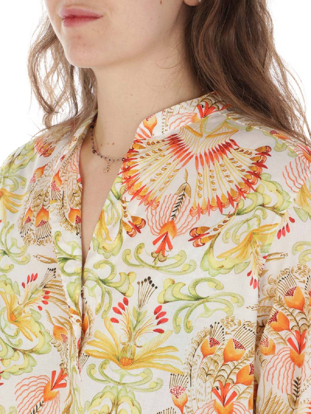 CALIBAN Camicia Donna Coreana A Fiori Moda