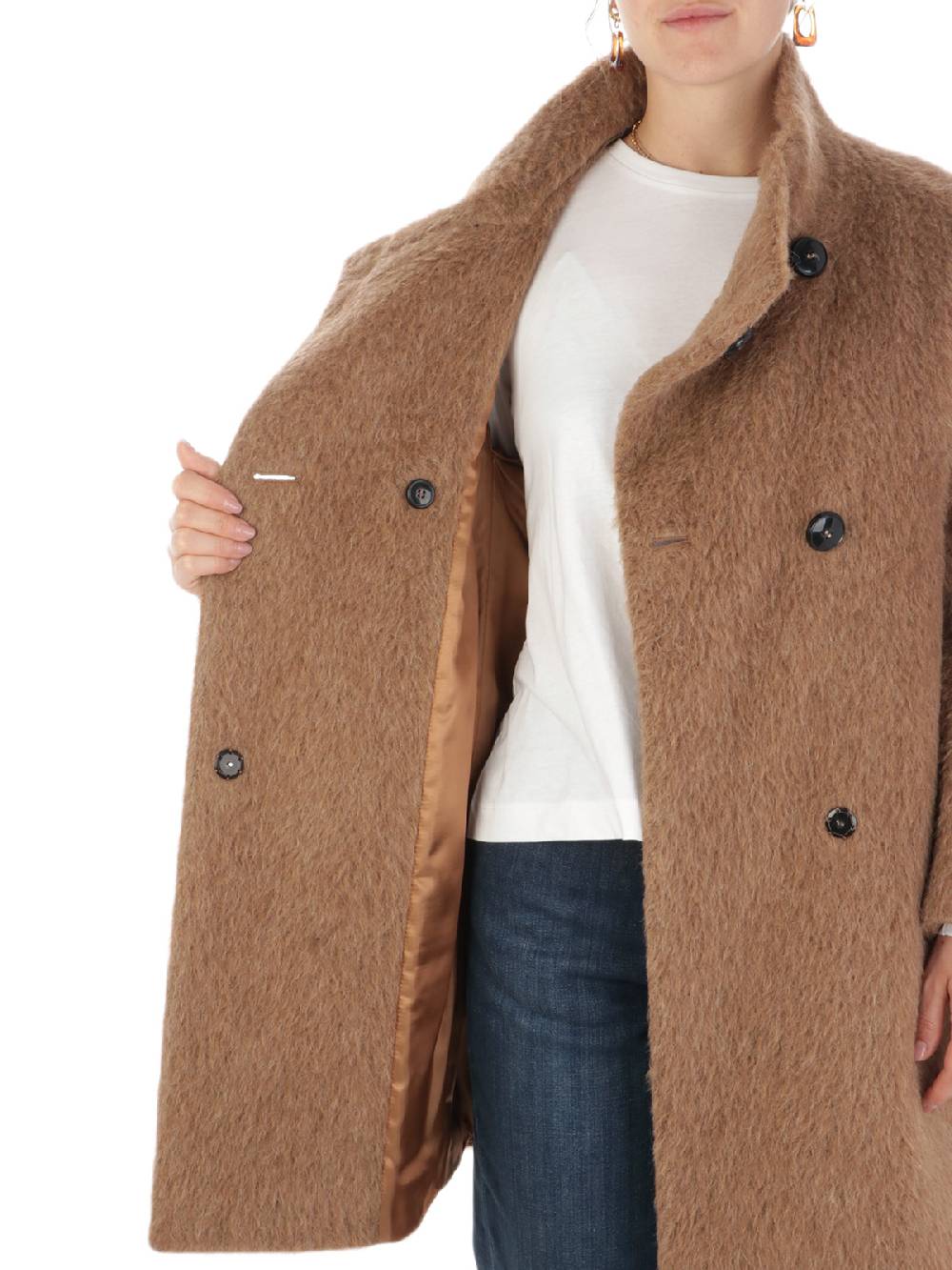 CINZIA ROCCA Cappotto Doppiopetto Donna a Collo Alto Promozione