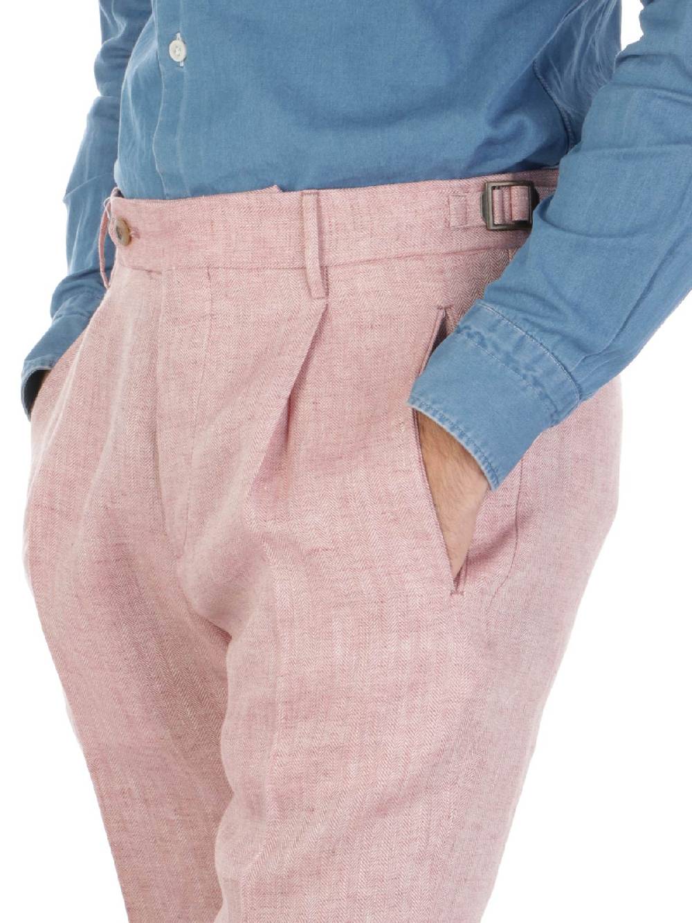 BERWICH Pantalone Uomo Retrolong in Lino Qualità