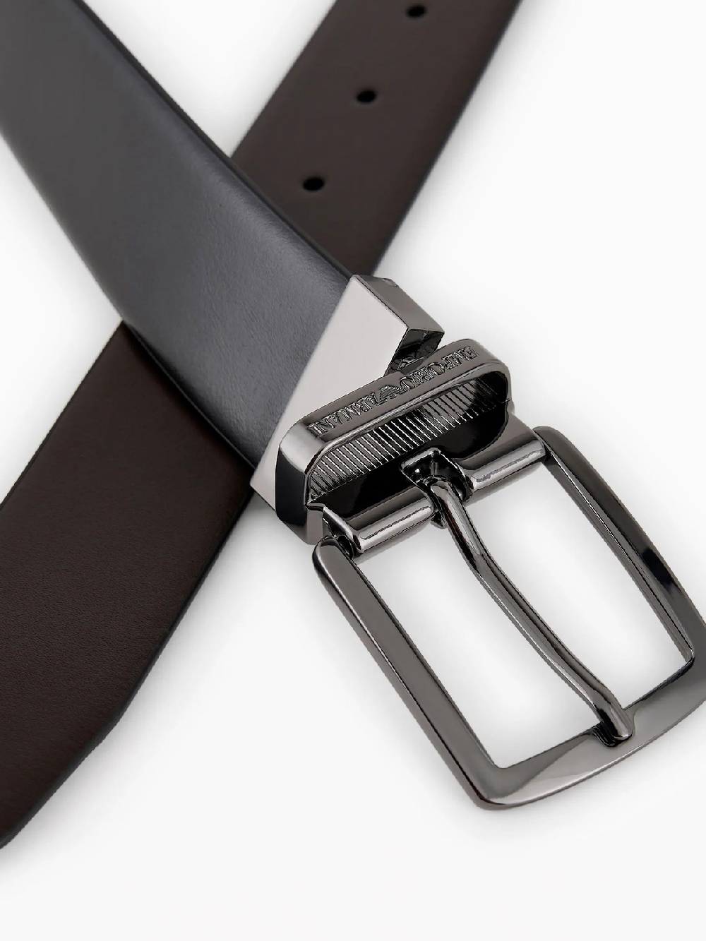 EMPORIO ARMANI Cintura Uomo Reversibile in Pelle Liscia Soddisfazione Garantita