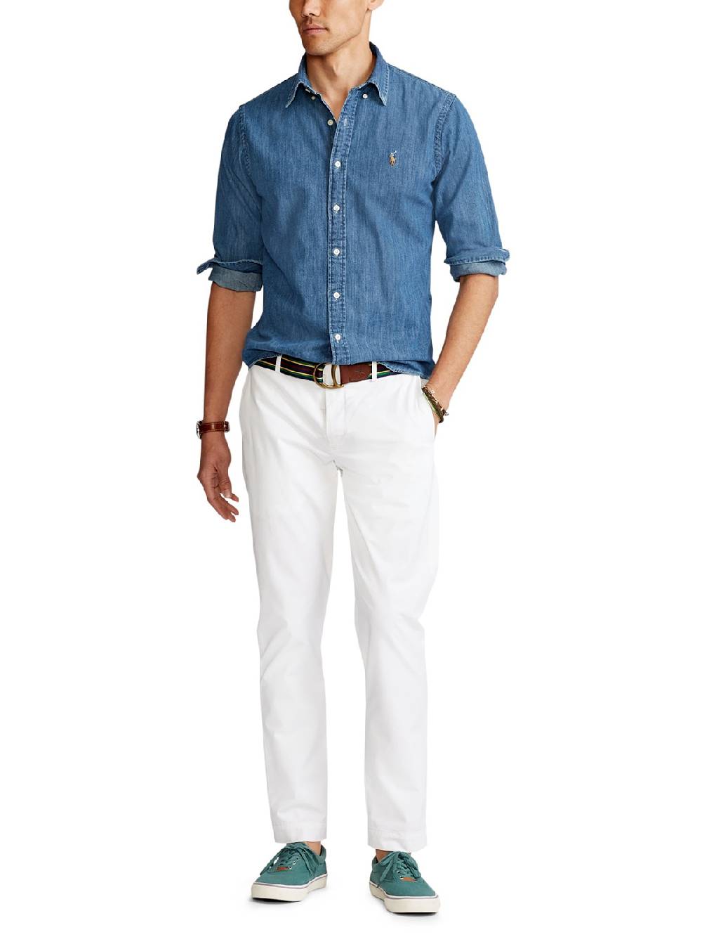 POLO RALPH LAUREN Camicia Uomo in Denim Custom Fit Grande vendita
