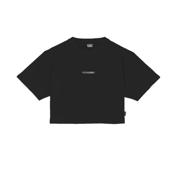 Propaganda Silver Leaf Ribs Croptop Tee – Black Vendita