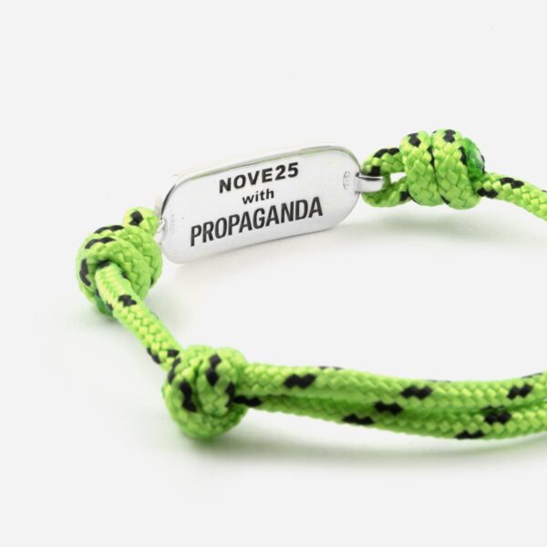 Propaganda Bracciale in Corda Verde con Targa Propaganda W/ Nove25 In Argento Presa