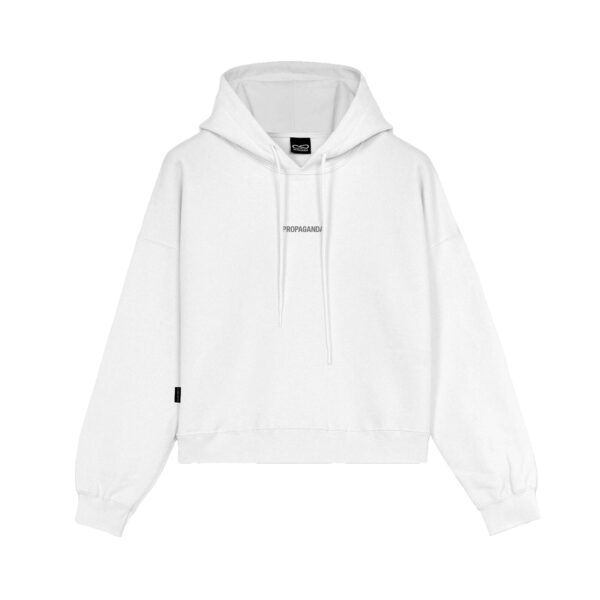 Propaganda Ribs Woman Crop Top Hoodie – White Sostegno trimestrale