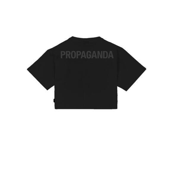 Propaganda Logo Woman Crop Top Tee – Black Presa