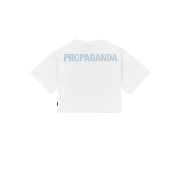 Propaganda Logo Woman Crop Top Tee – White In vendita