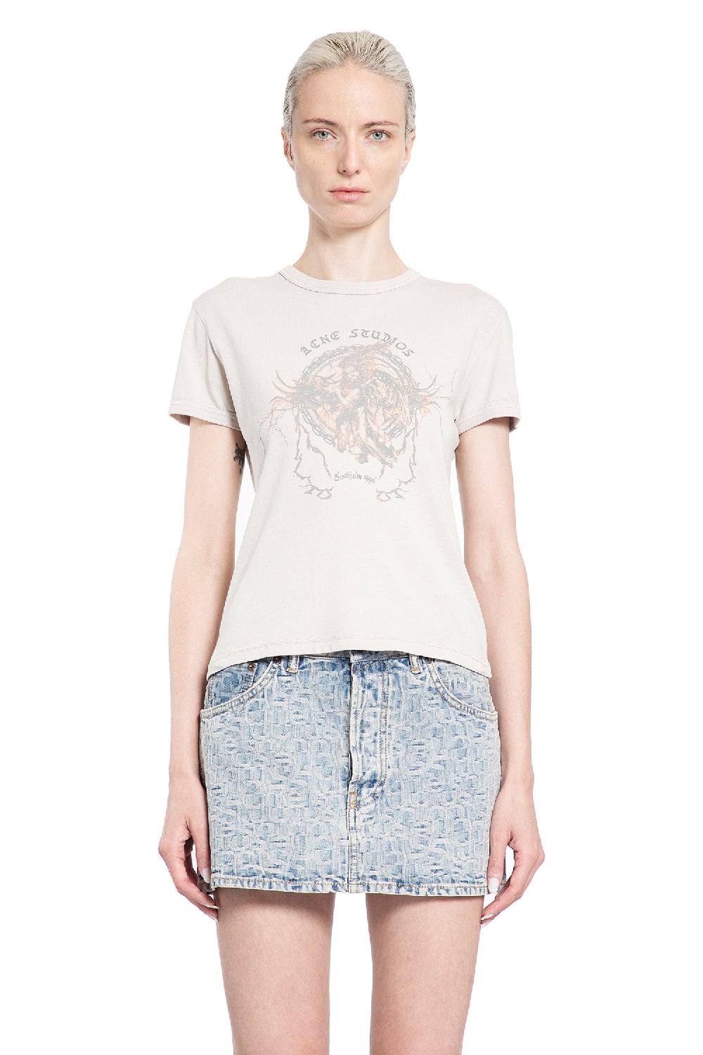 Antonioli ACNE STUDIOS WOMAN GREY T-SHIRTS & TANK TOPS Moda