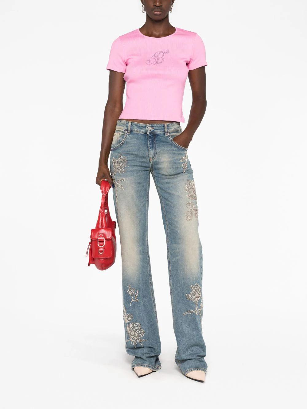 Blumarine "b" t-shirt Saldi Di Fabbrica