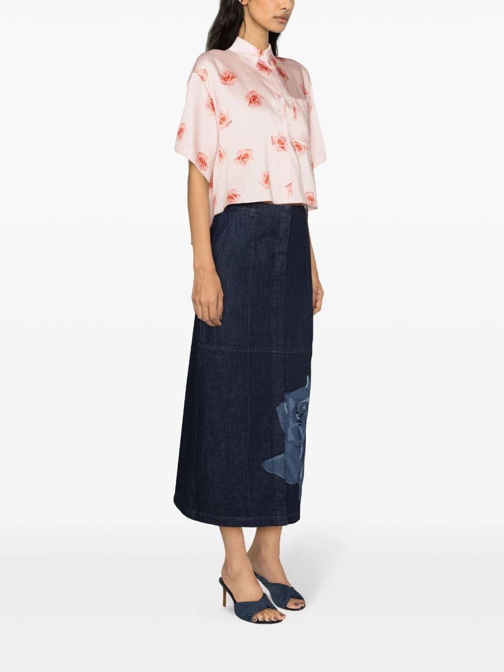 KENZO 'kenzo rose' cropped dropped shoulders shirt 2025