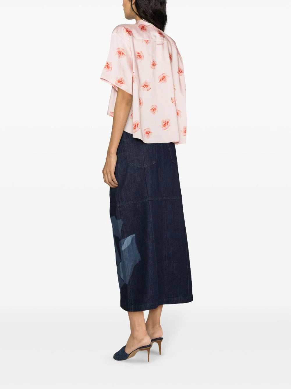 KENZO 'kenzo rose' cropped dropped shoulders shirt 2025