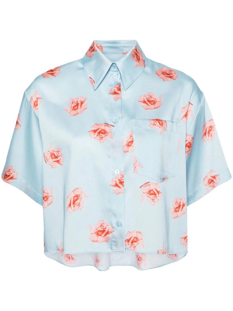 KENZO 'kenzo rose' cropped dropped shoulders shirt Italy