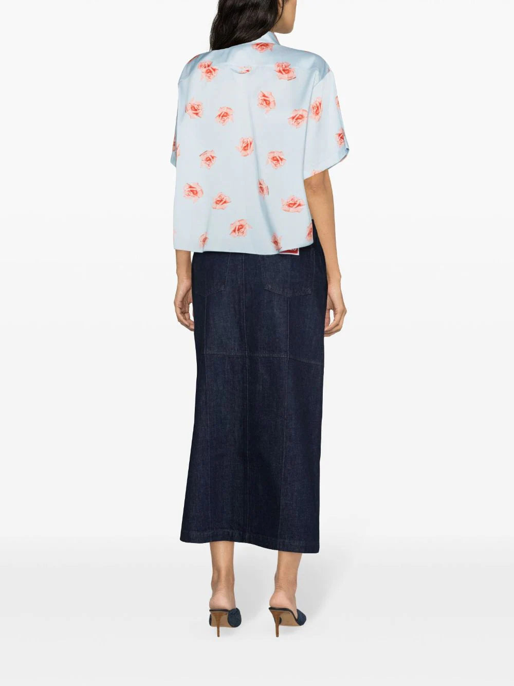 KENZO 'kenzo rose' cropped dropped shoulders shirt Italy