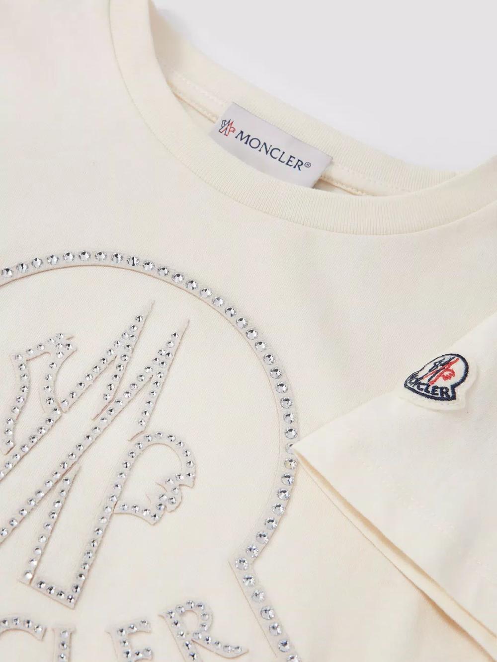 MONCLER Kids T-shirt with crystal logo In Vendita