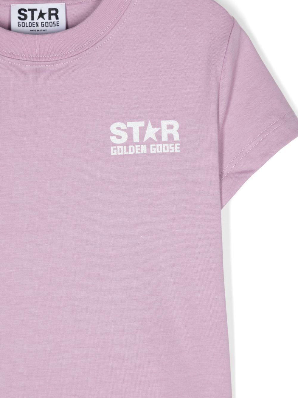 Golden Goose Kids T-shirt with logo and maxi star in glitter Vendita Calda