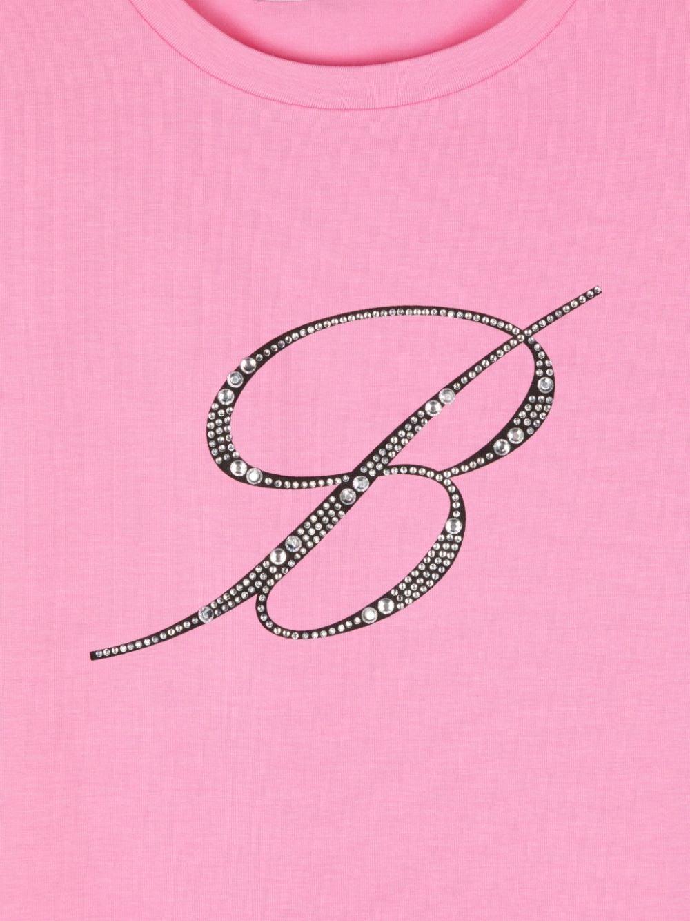 Miss Blumarine T-shirt with rhinestone logo Saldi Di Fabbrica