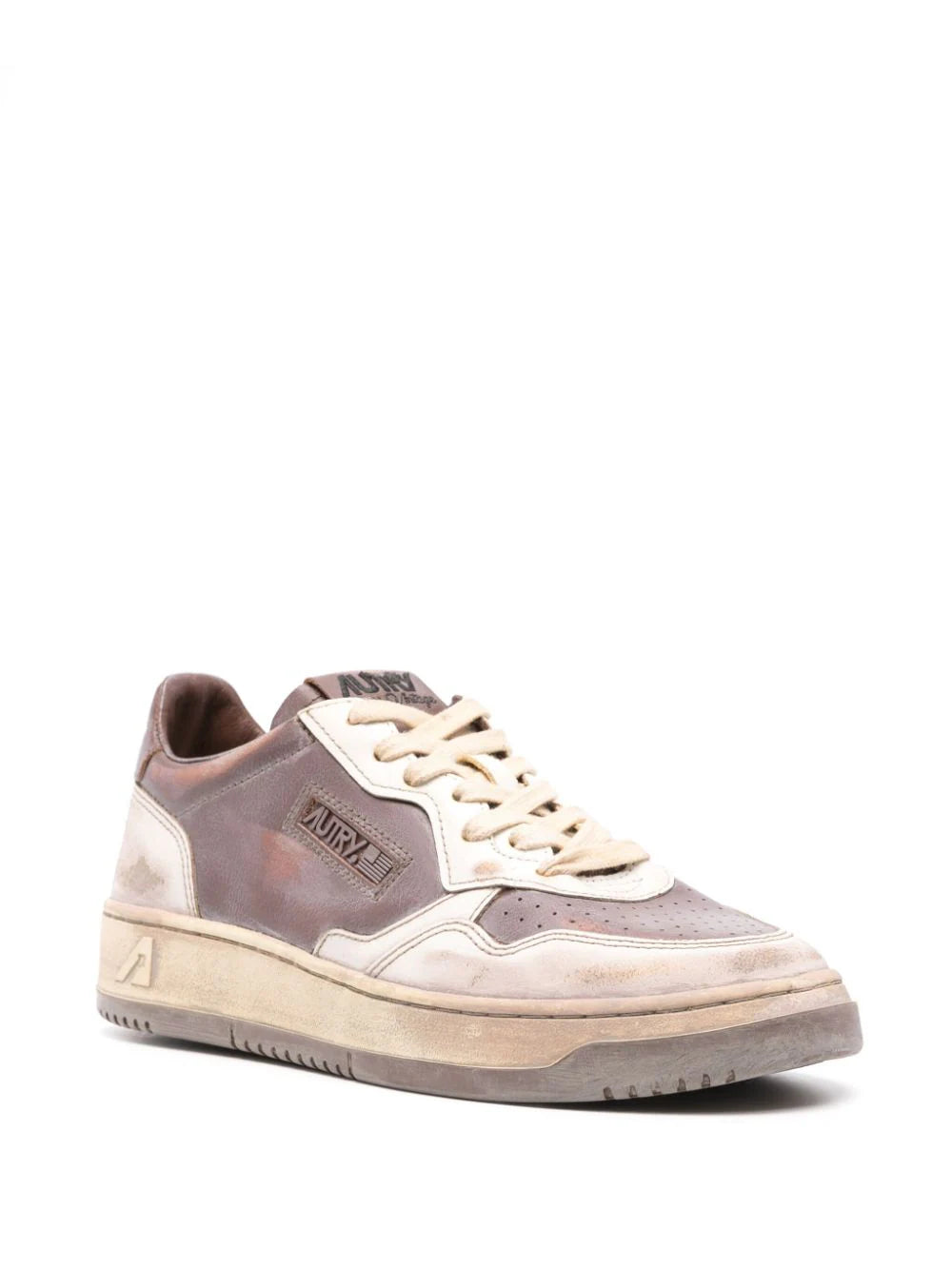 AUTRY Super vintage low sneakers in white leather and mud patridge Offerta