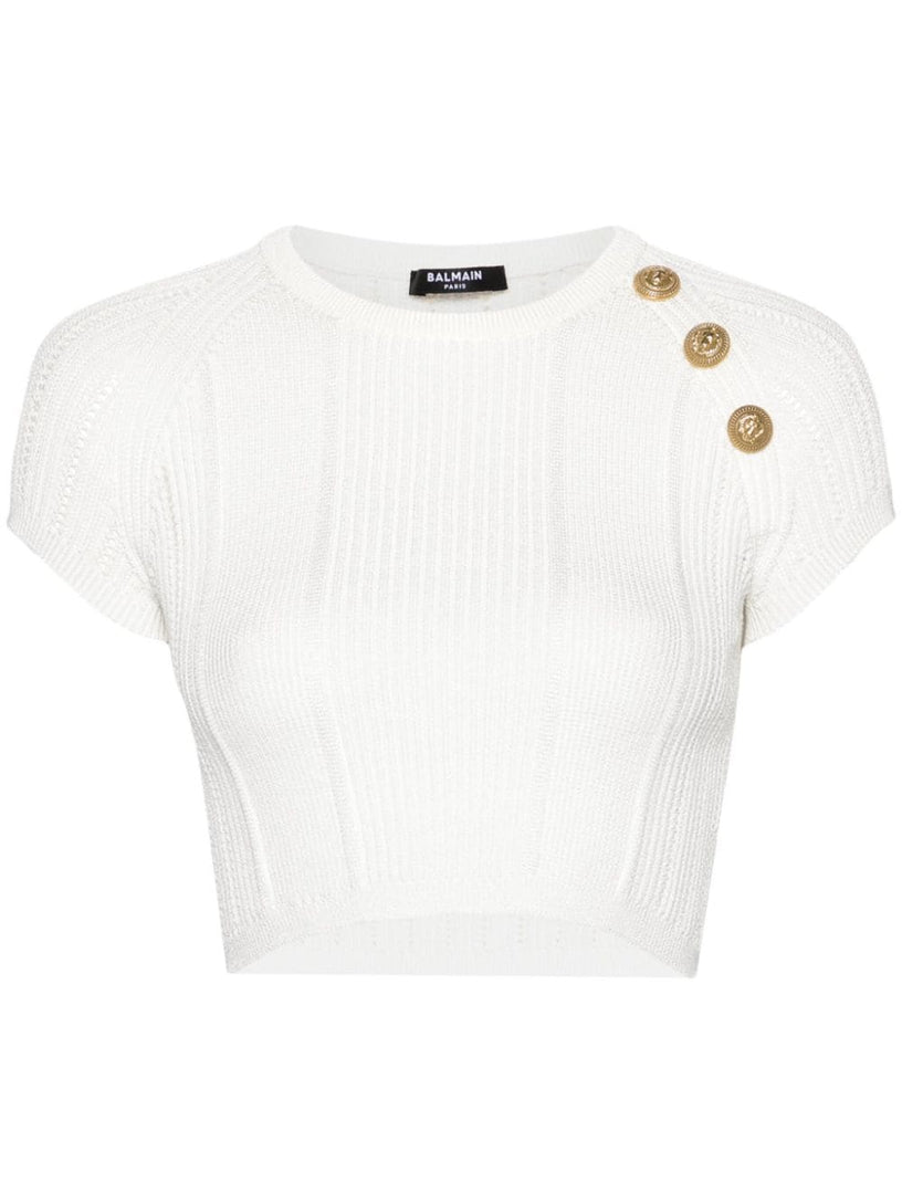 BALMAIN 3-button fine knit top Offerta temporanea