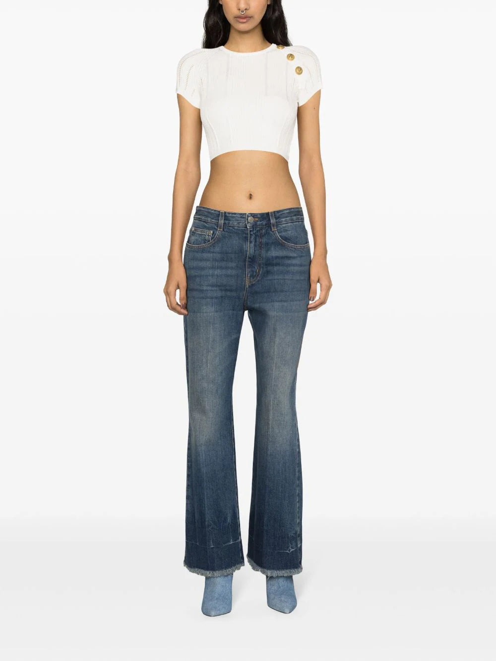 BALMAIN 3-button fine knit top Offerta temporanea