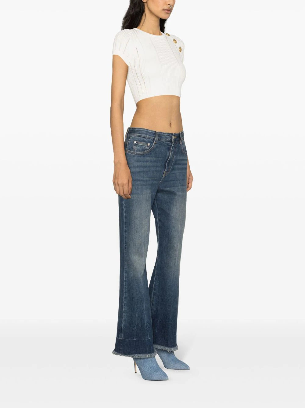 BALMAIN 3-button fine knit top Offerta temporanea