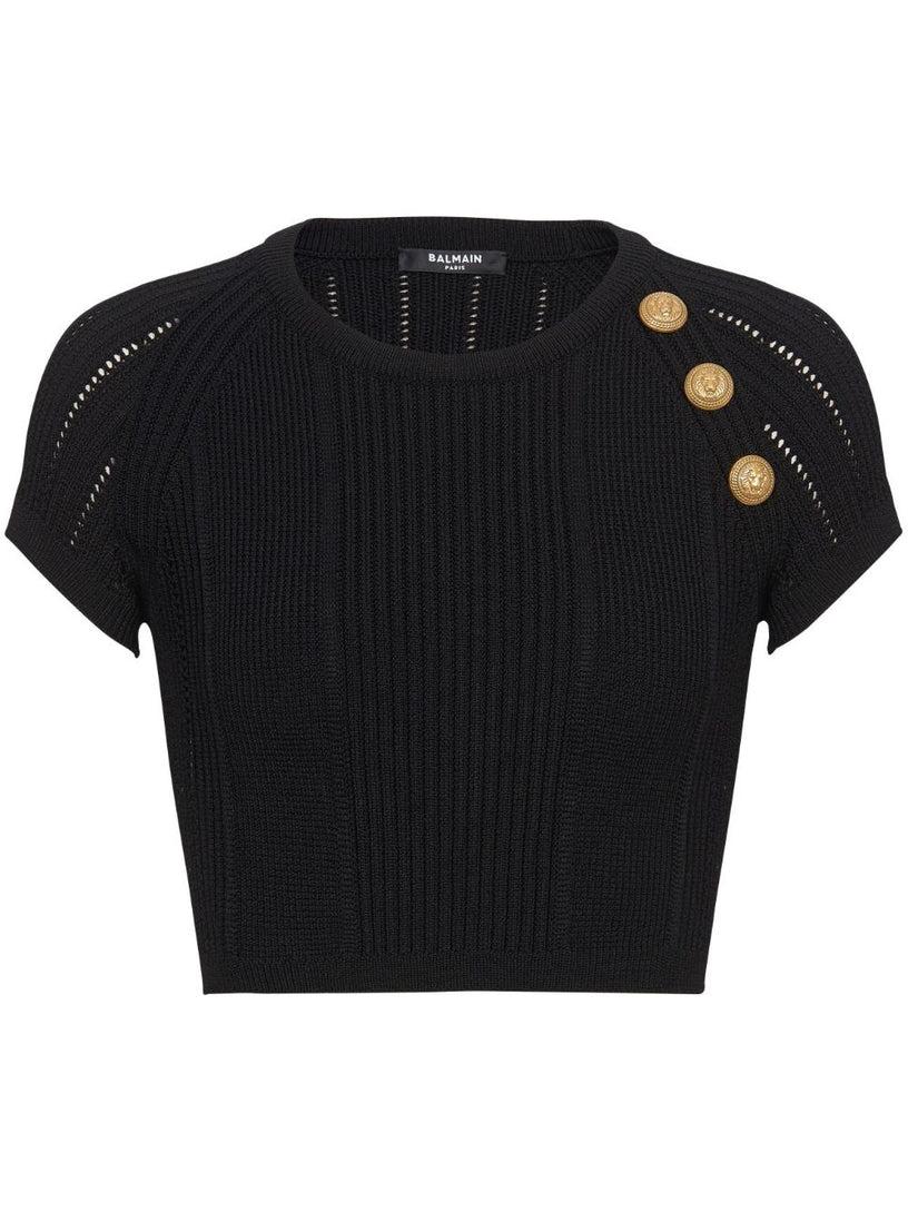 BALMAIN 3-button fine knit top Offerte esclusive