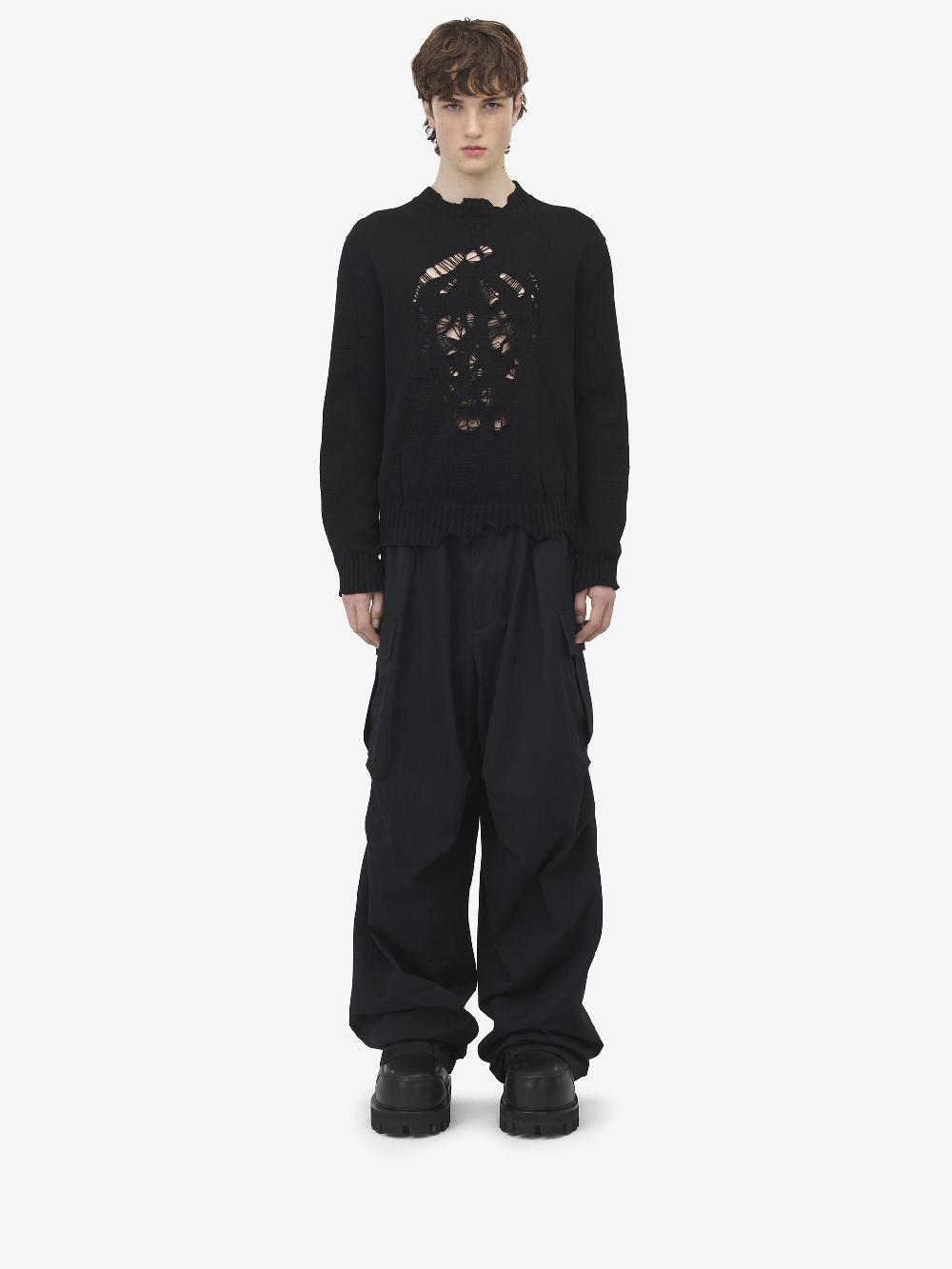 Alexander McQueen Worn look skull sweater ACQUISTA ORA