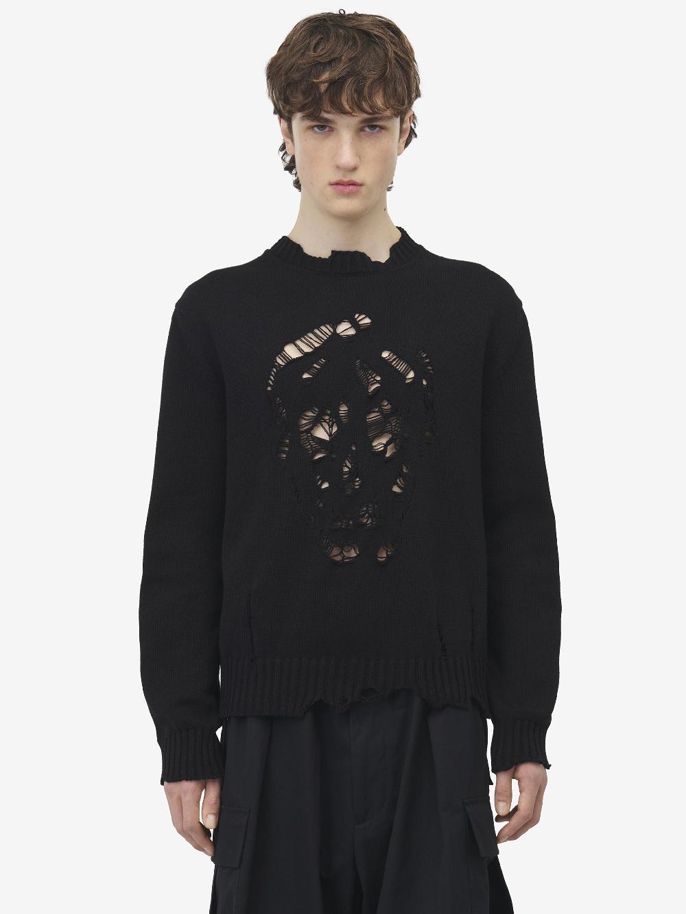 Alexander McQueen Worn look skull sweater ACQUISTA ORA