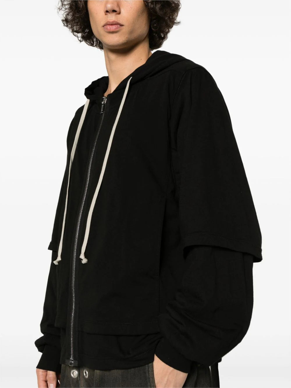 Rick Owens DRKSHDW Zipped hustler hoodie In Linea