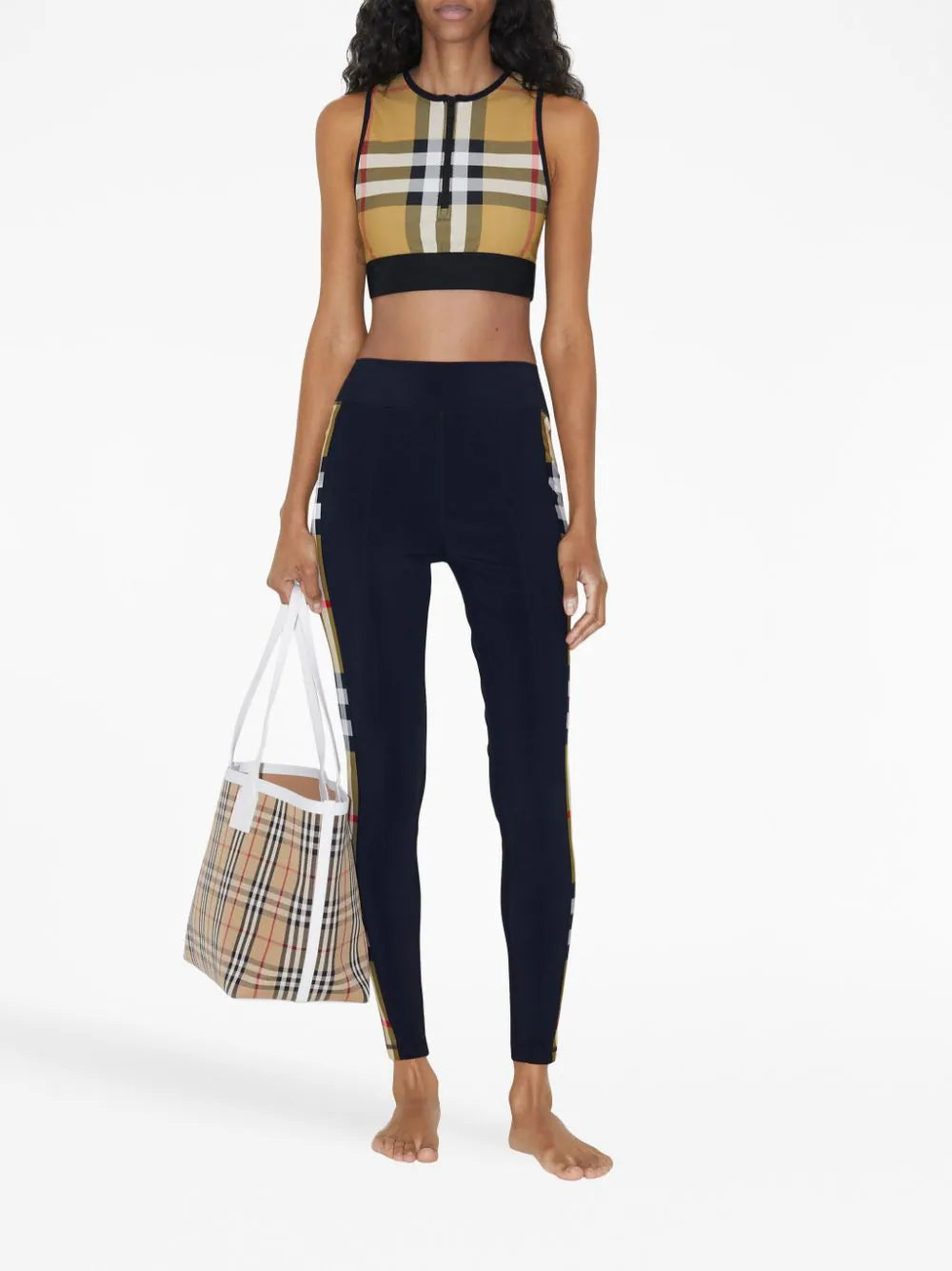 Burberry Zip detail check bra top Pezzi Unici