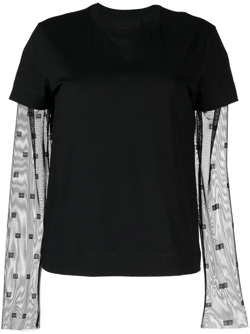 Givenchy 4g plumetis cotton and tulle t-shirt Saldi