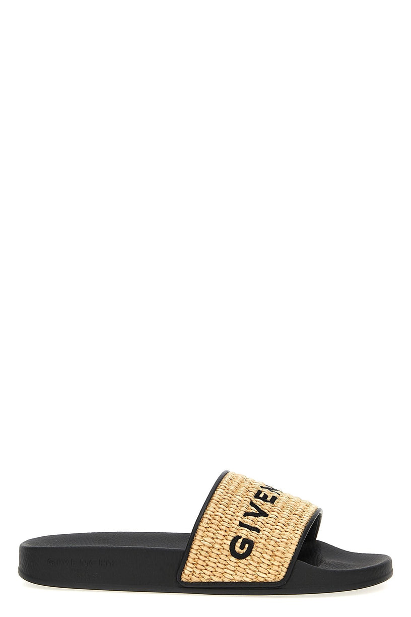 Givenchy 4g slide flat sandals in rafia Vendita Calda