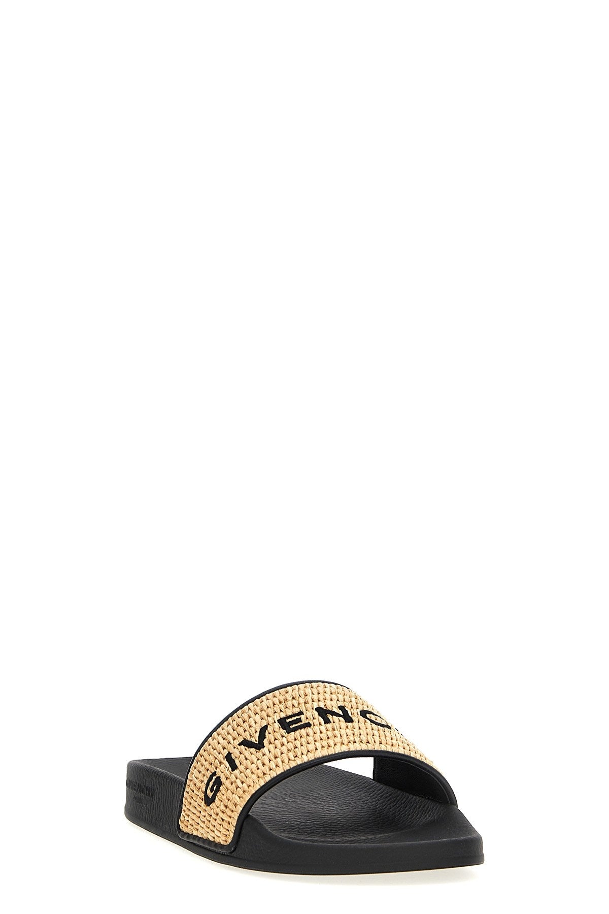 Givenchy 4g slide flat sandals in rafia Vendita Calda