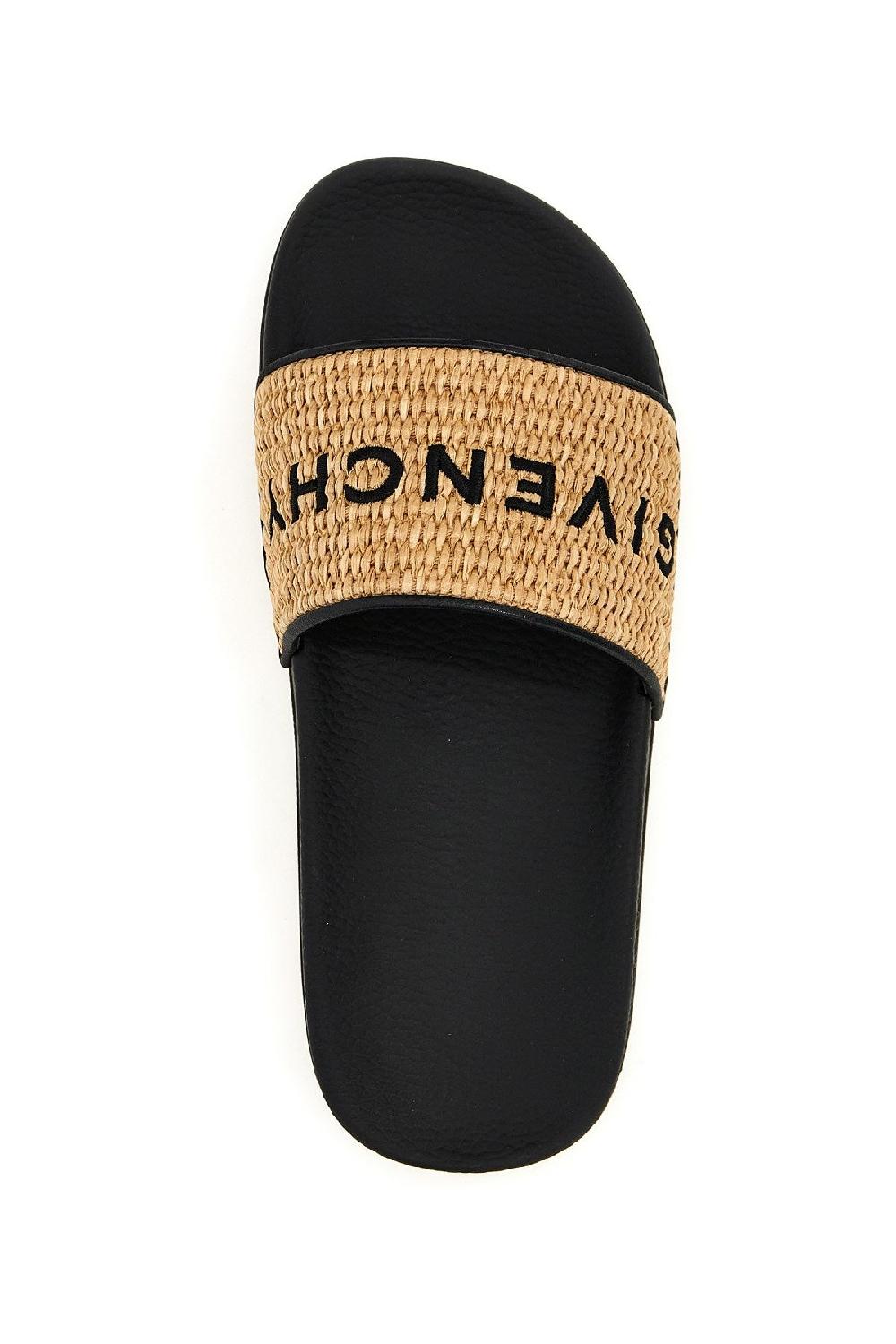 Givenchy 4g slide flat sandals in rafia Vendita Calda