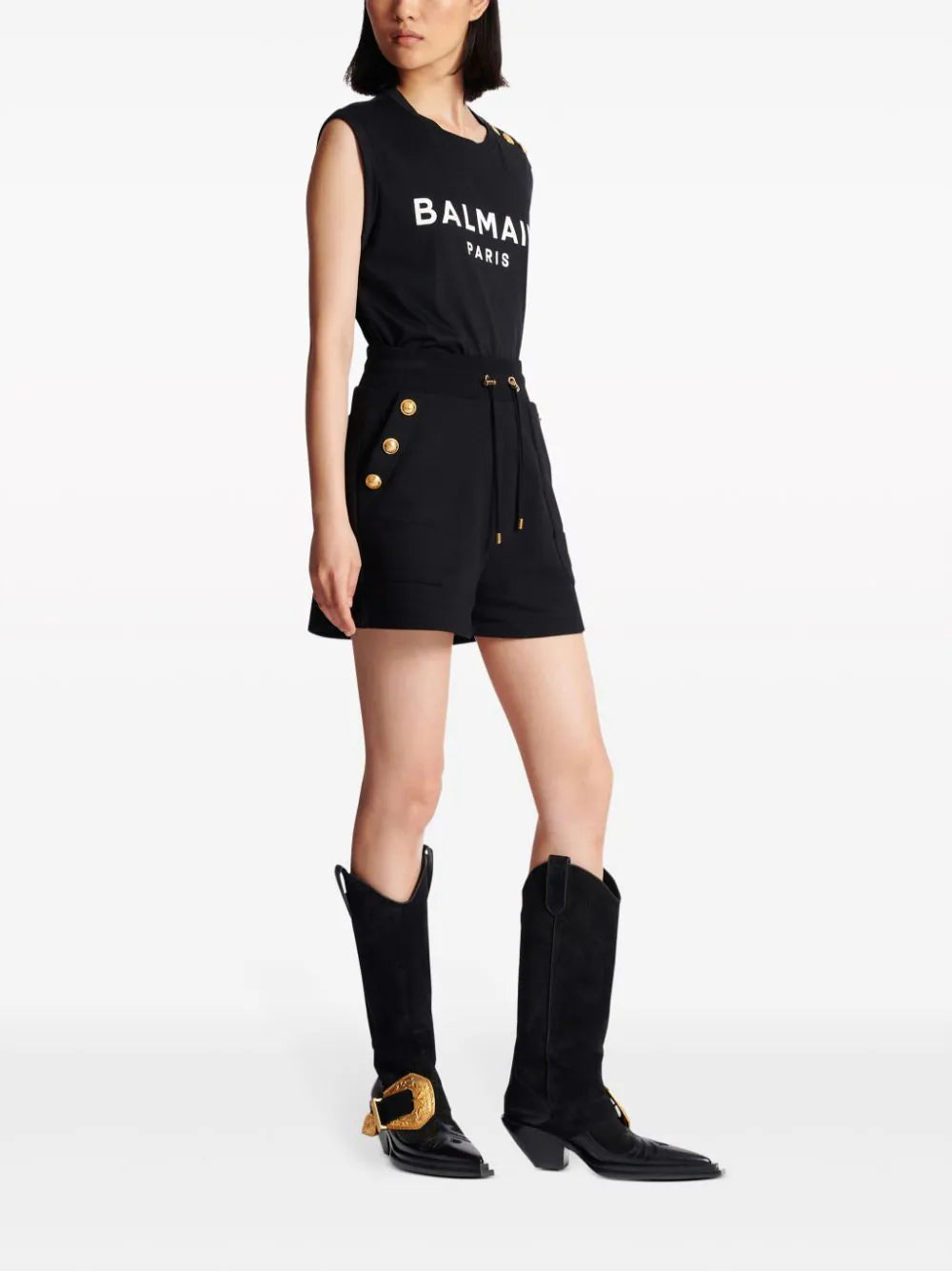 BALMAIN 6-button jersey shorts Shopping online