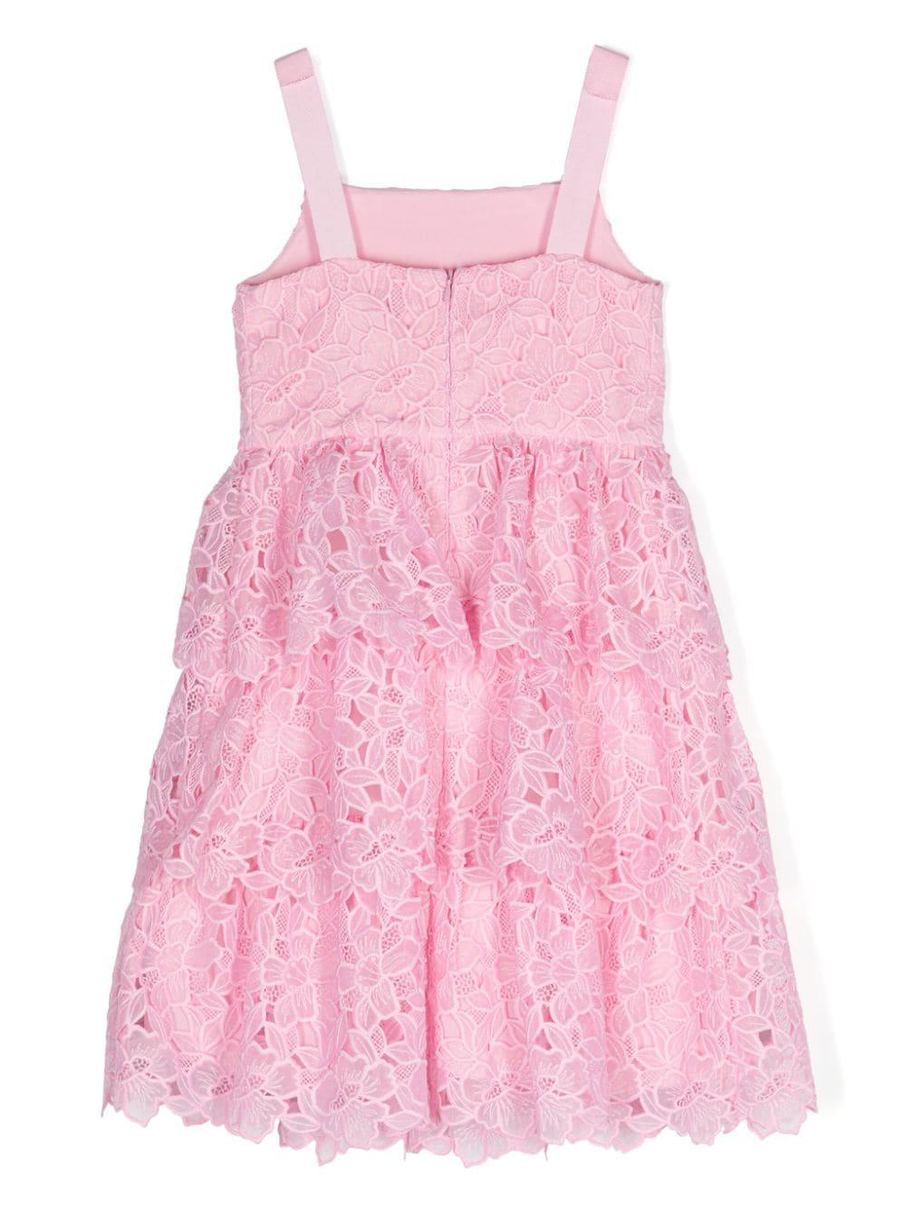 SELF PORTRAIT Kids Pink organza lace midi dress Officina